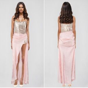 NWT | ATOIR | Clara Gown in Pink Jacquard Floral Sequin | Sz US 6